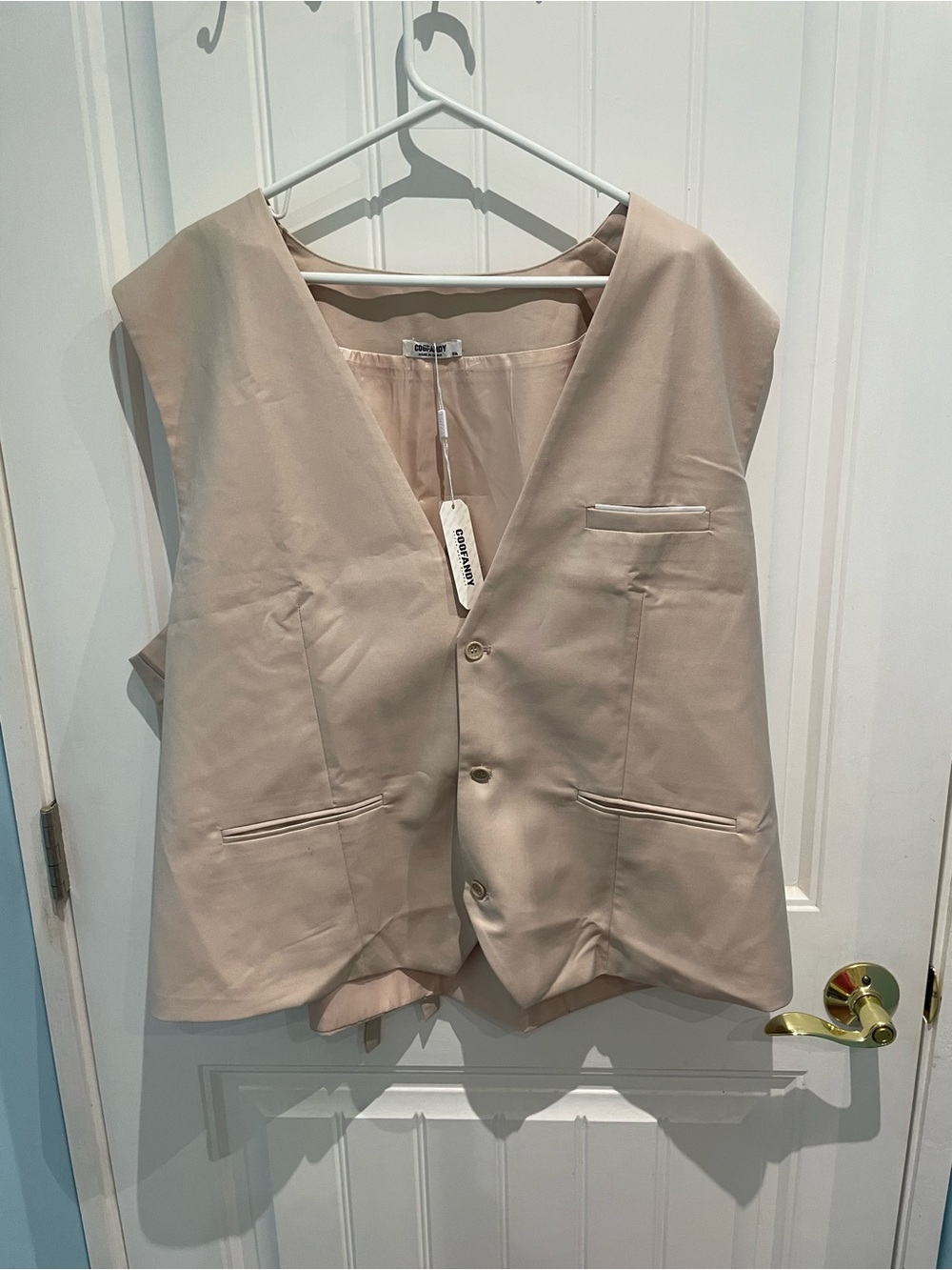 Coofandy Pale Blush V-Neck Button Vest 3X